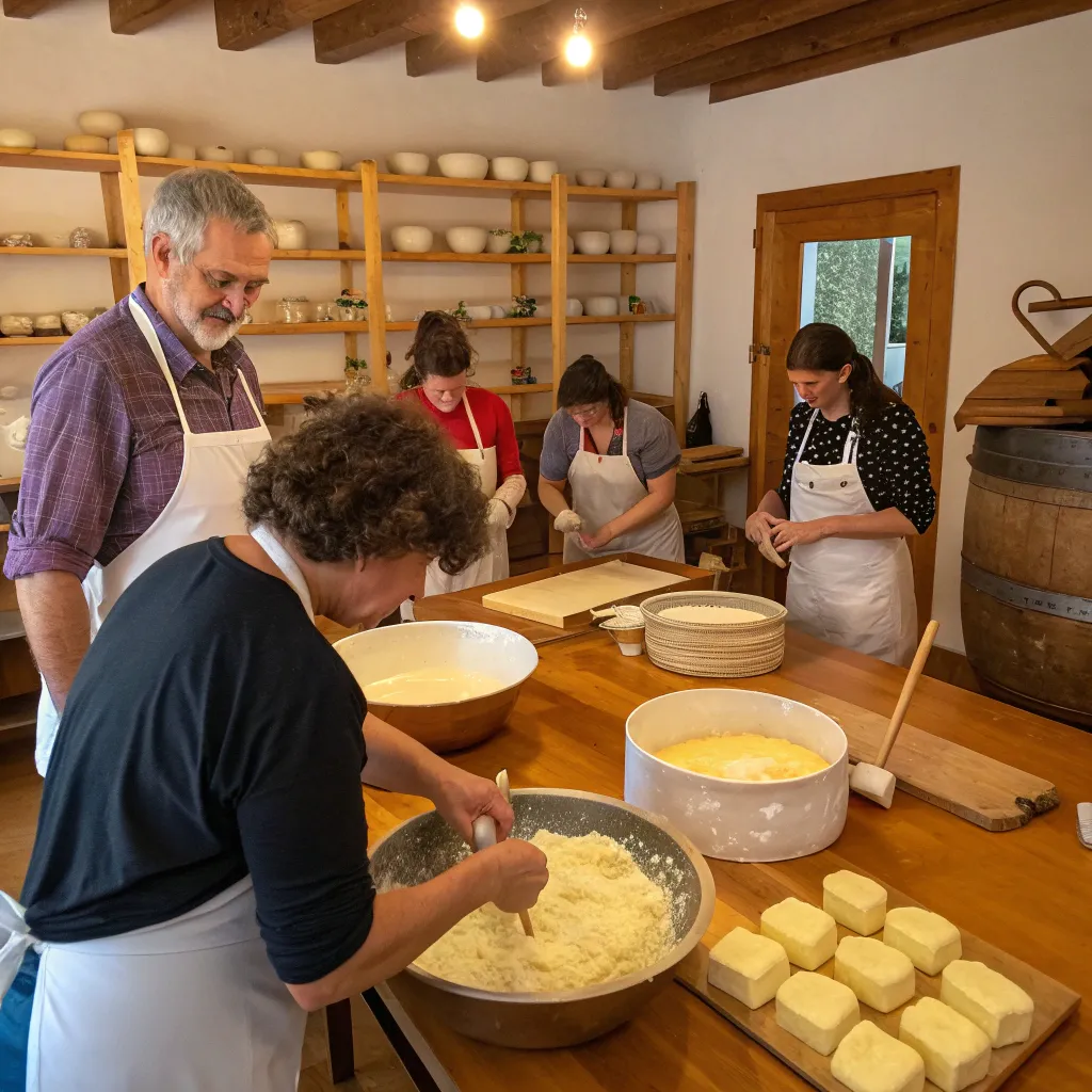 Cheese making class in session